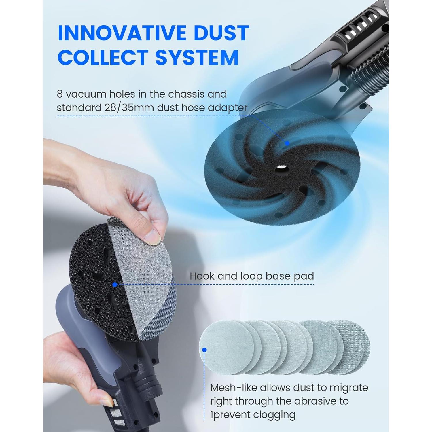 Lijadora Orbital RAYBAO 350W 6 Pulgadas 10,000 RPM Baja Vibración