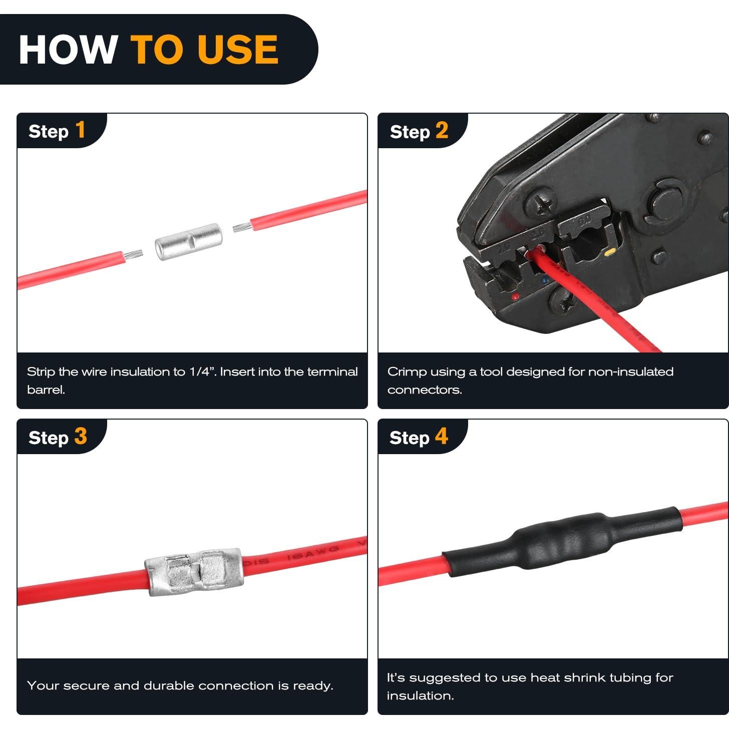 Kit de Conectores de Empalme No Aislados Nilight 100PCS Cobre Puro