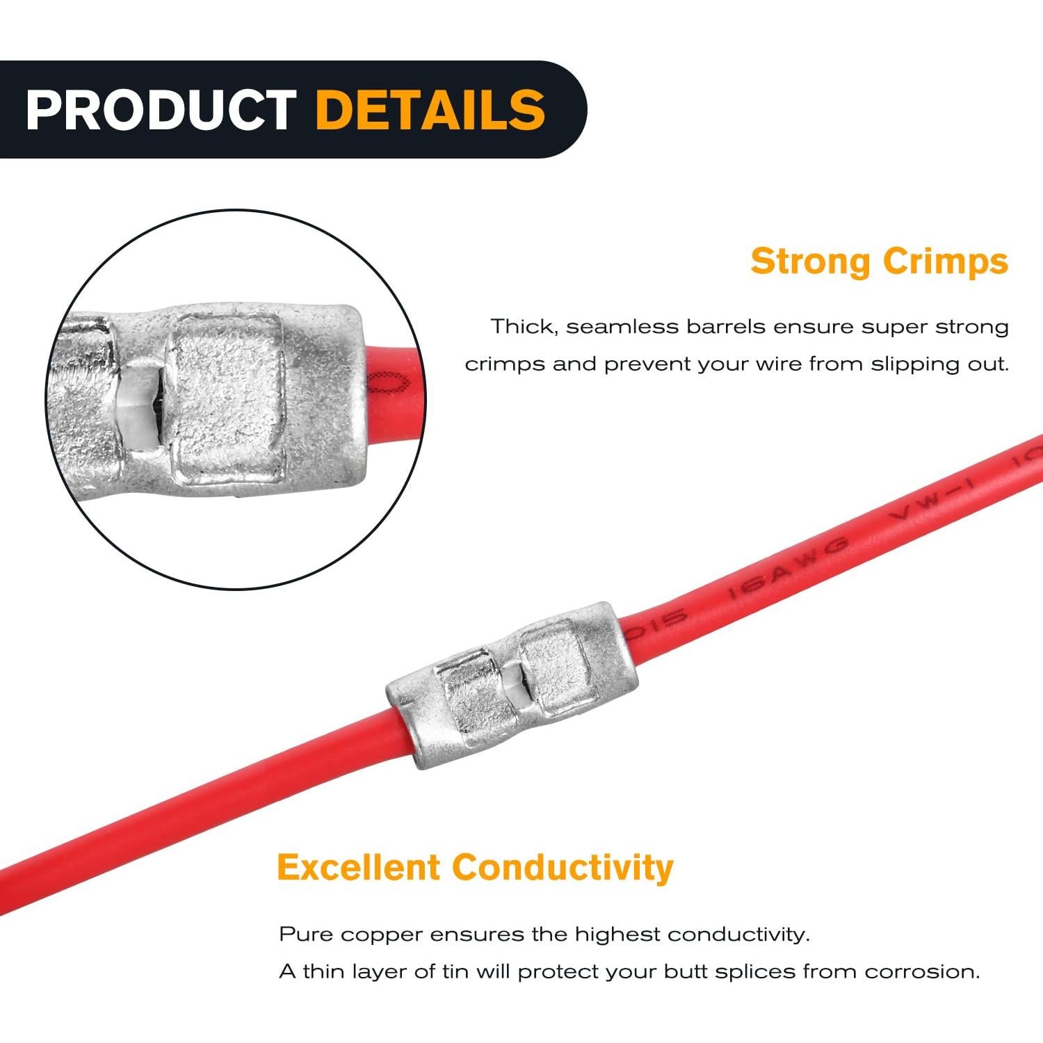 Kit de Conectores de Empalme No Aislados Nilight 100PCS Cobre Puro