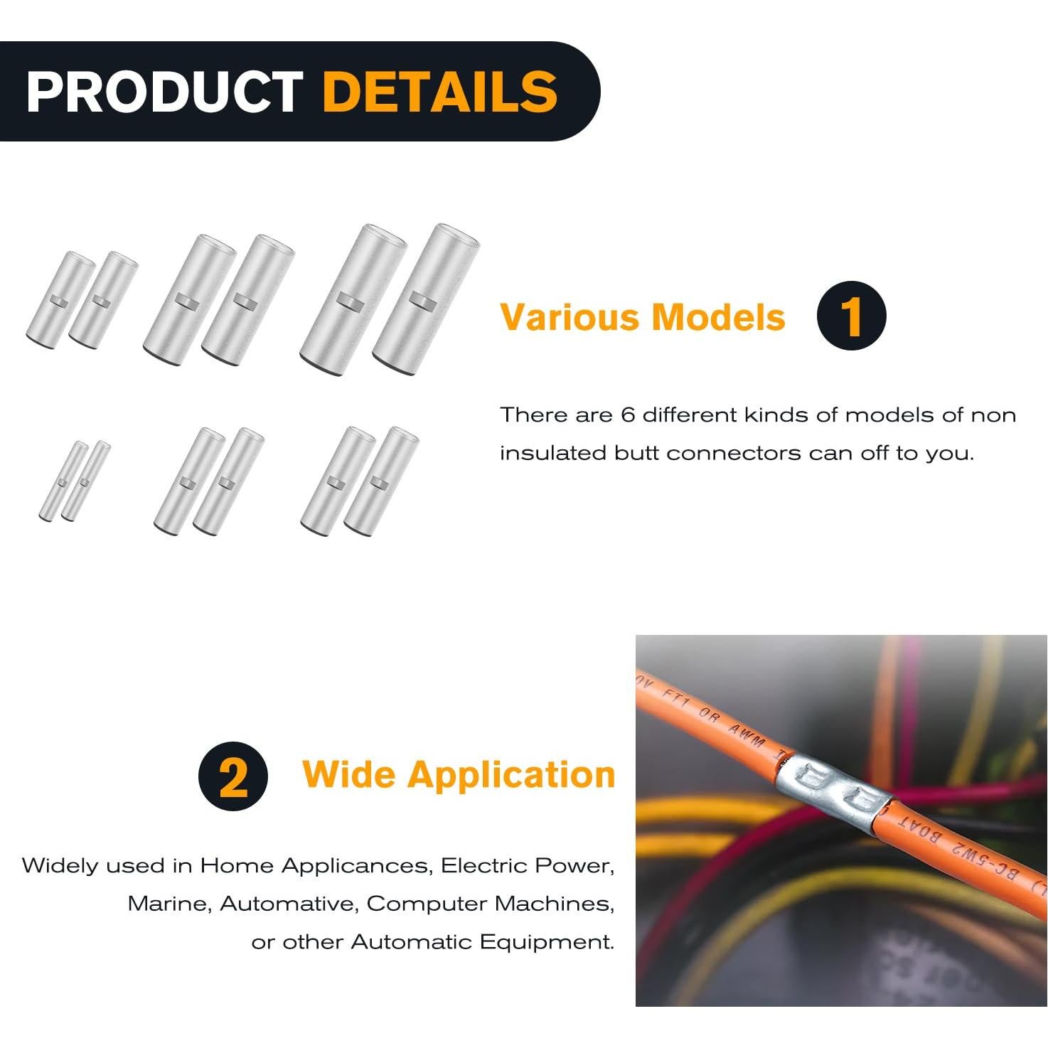Kit de Conectores de Empalme No Aislados Nilight 100PCS Cobre Puro