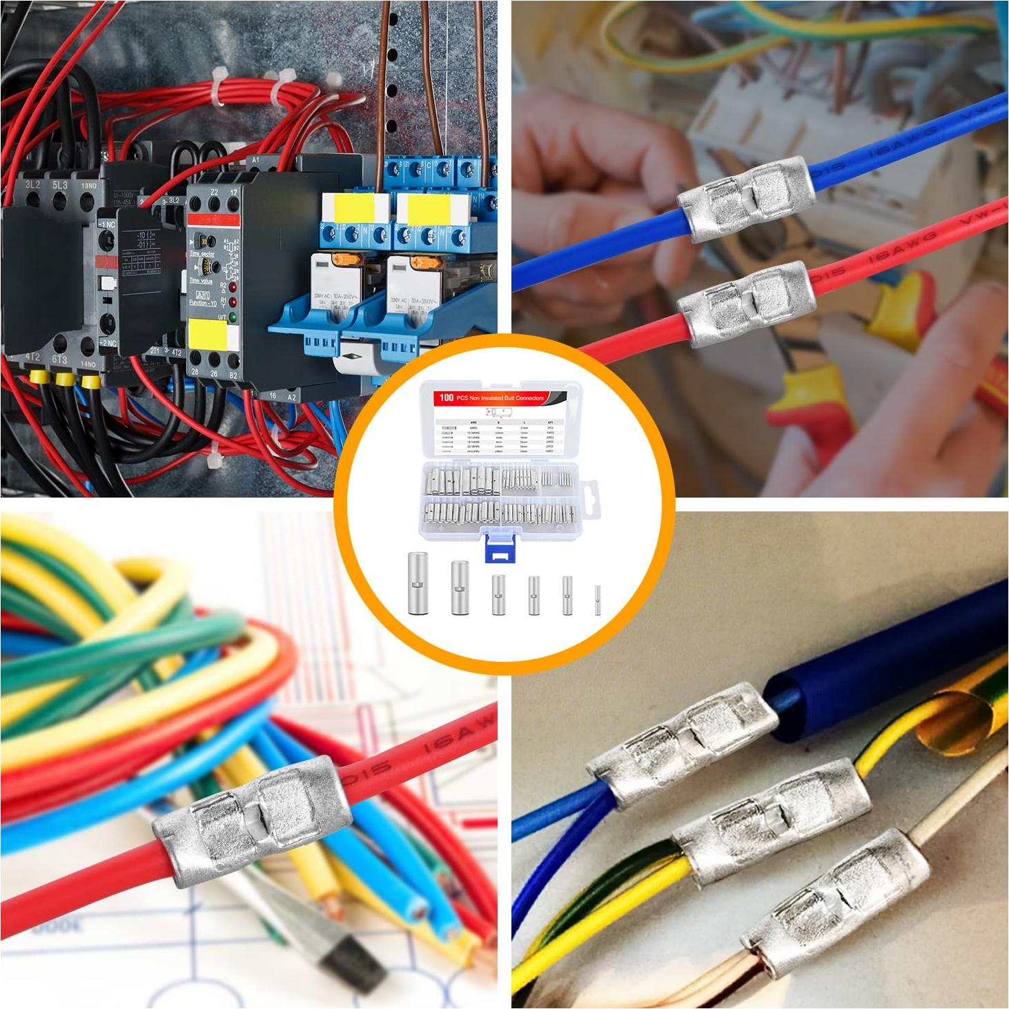 Kit de Conectores de Empalme No Aislados Nilight 100PCS Cobre Puro