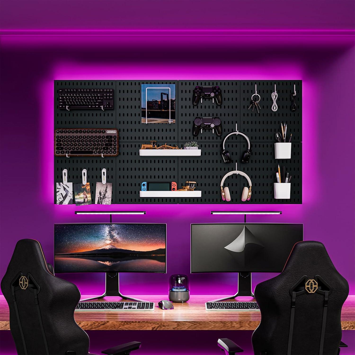 Kit Organizador de Pared Rivtun 4 Piezas Tablero Perforado Negro