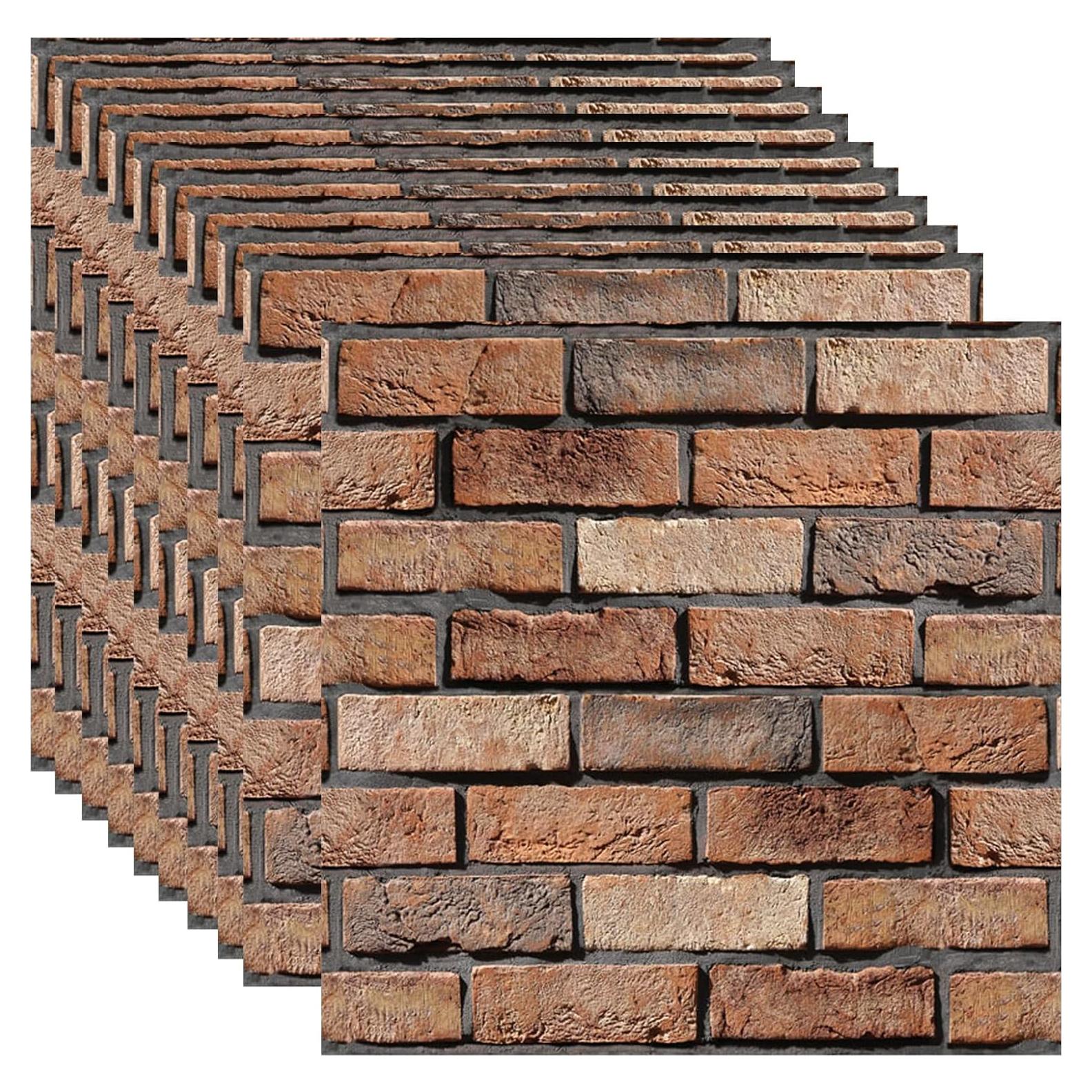 Paneles de Pared 3D Autoadhesivos Veczom - Ladrillo Negro PVC 10 Piezas