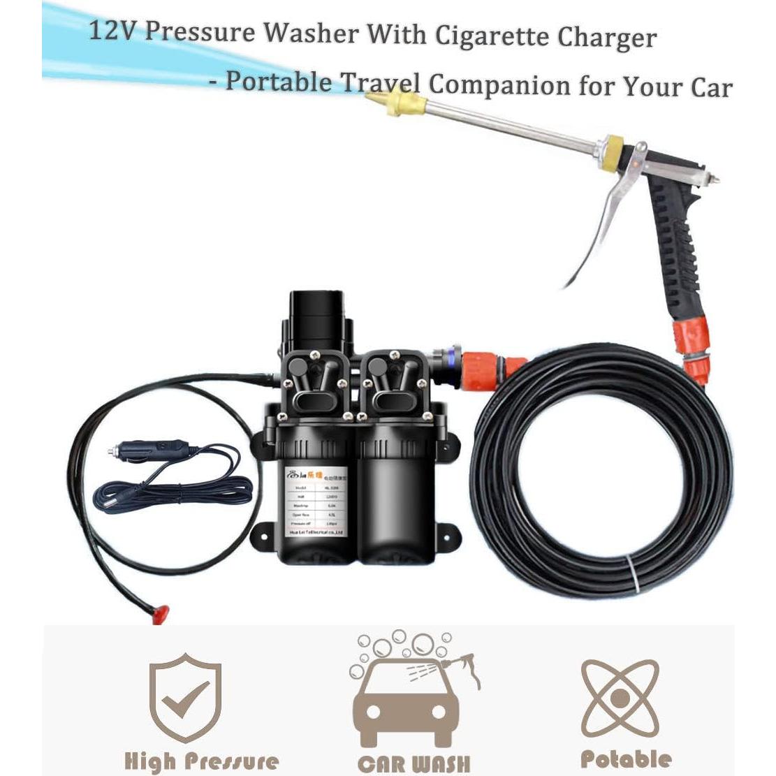 Lavadora a Presión Portátil CR TSTALS 12V 130 PSI Doble Bomba