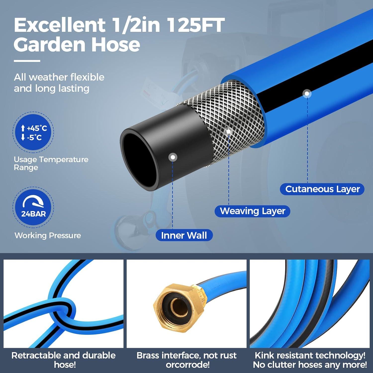 Carrete de Manguera de Jardín Retráctil Himimi 1/2" x 40m