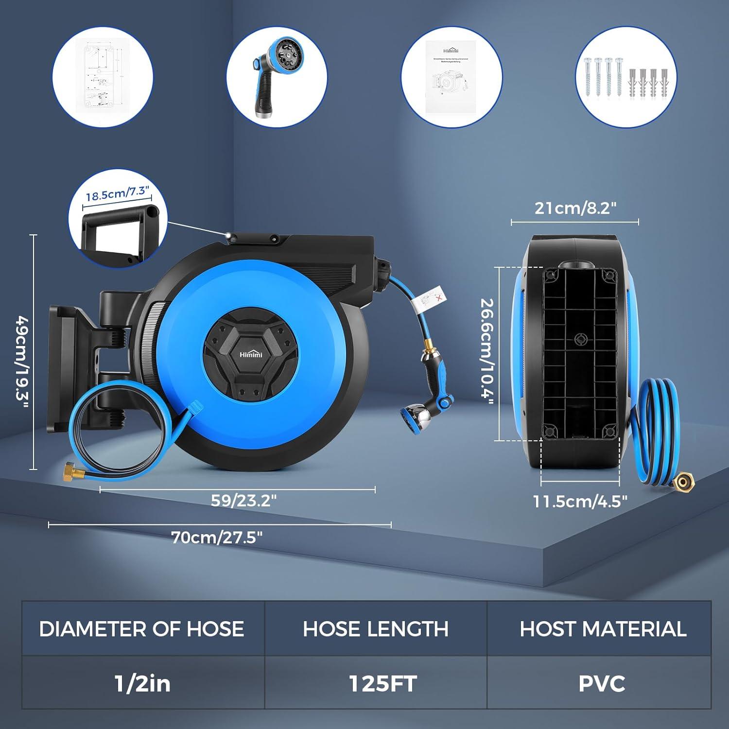 Carrete de Manguera de Jardín Retráctil Himimi 1/2" x 40m