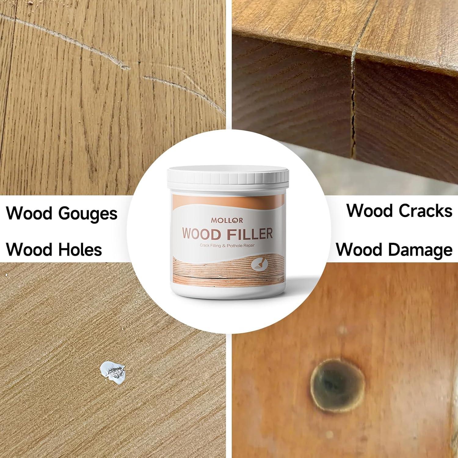 Masilla para Madera Mollor 1kg Blanca Multiusos Reparación