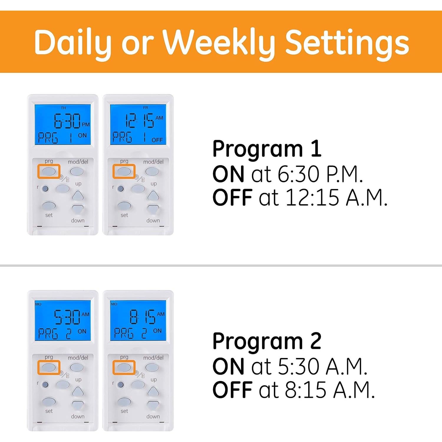 Temporizador Digital GE SunSmart 7 Días - Programable, Blanco