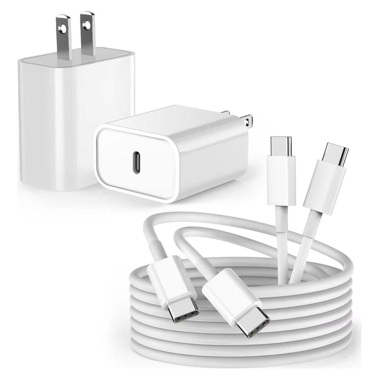 Cargador Rápido 20W Curvologys + 2 Cables USB C 3M para iPad