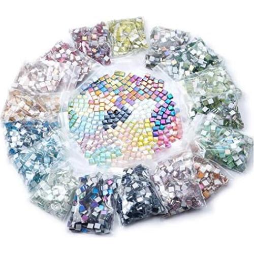 Azulejos de Mosaico de Cristal BTMIEY 200pcs Blanco 1x1cm