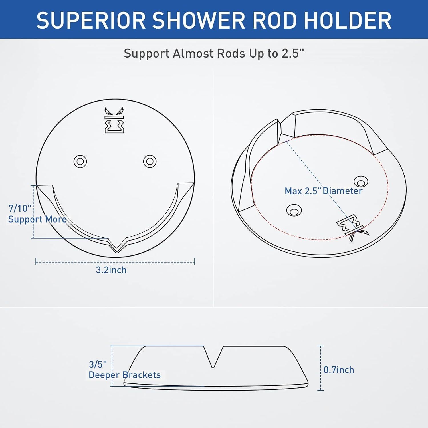 Soportes para Barra de Cortina de Ducha Kitosun 2pcs Negro