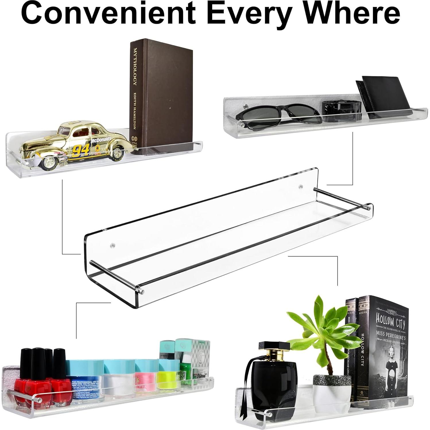 Estantes de Acrílico Transparentes AMT 38 cm - 2 Unidades