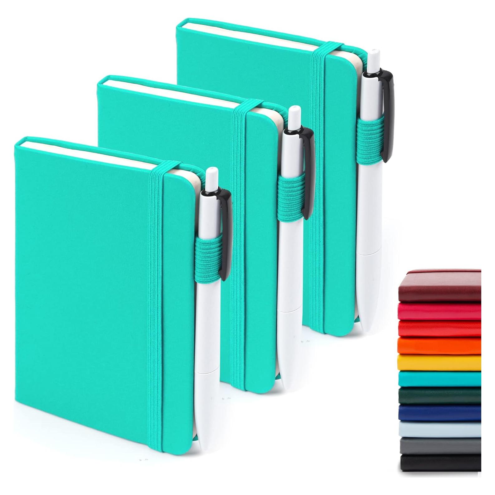 Feela 3 Pack Cuadernos A6 Aqua con Rayas Universitarias y Bolígrafos