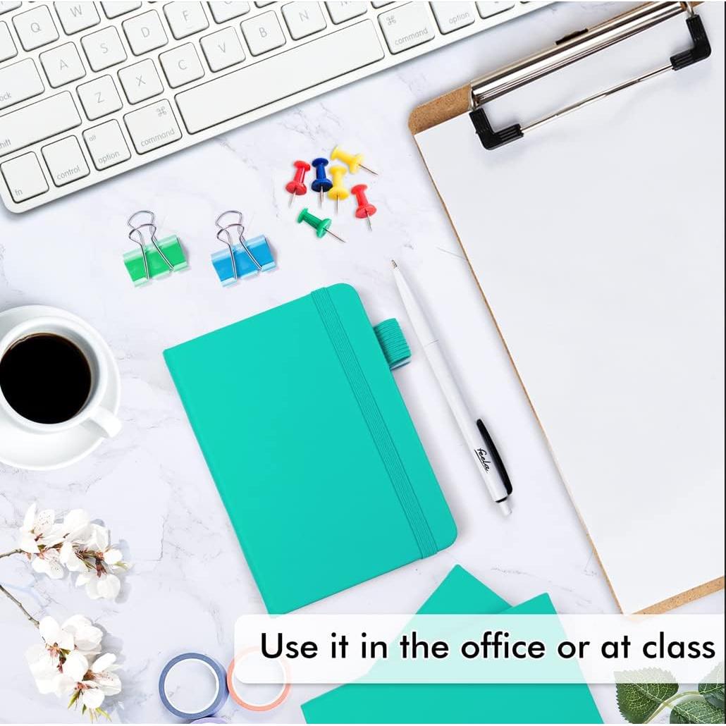 Feela 3 Pack Cuadernos A6 Aqua con Rayas Universitarias y Bolígrafos