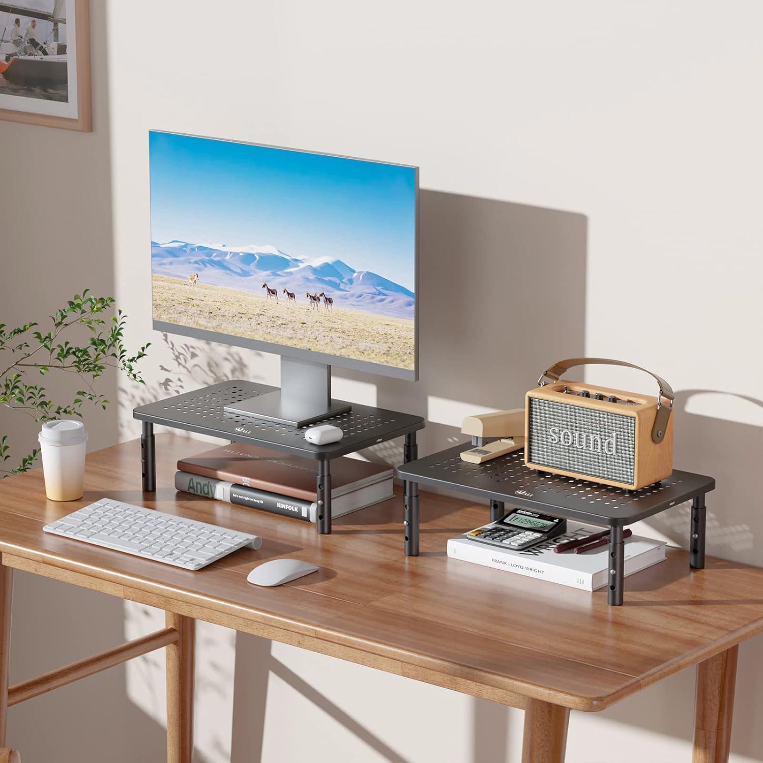 Soporte para Monitor WALI Ajustable en Altura 20 kg Negro