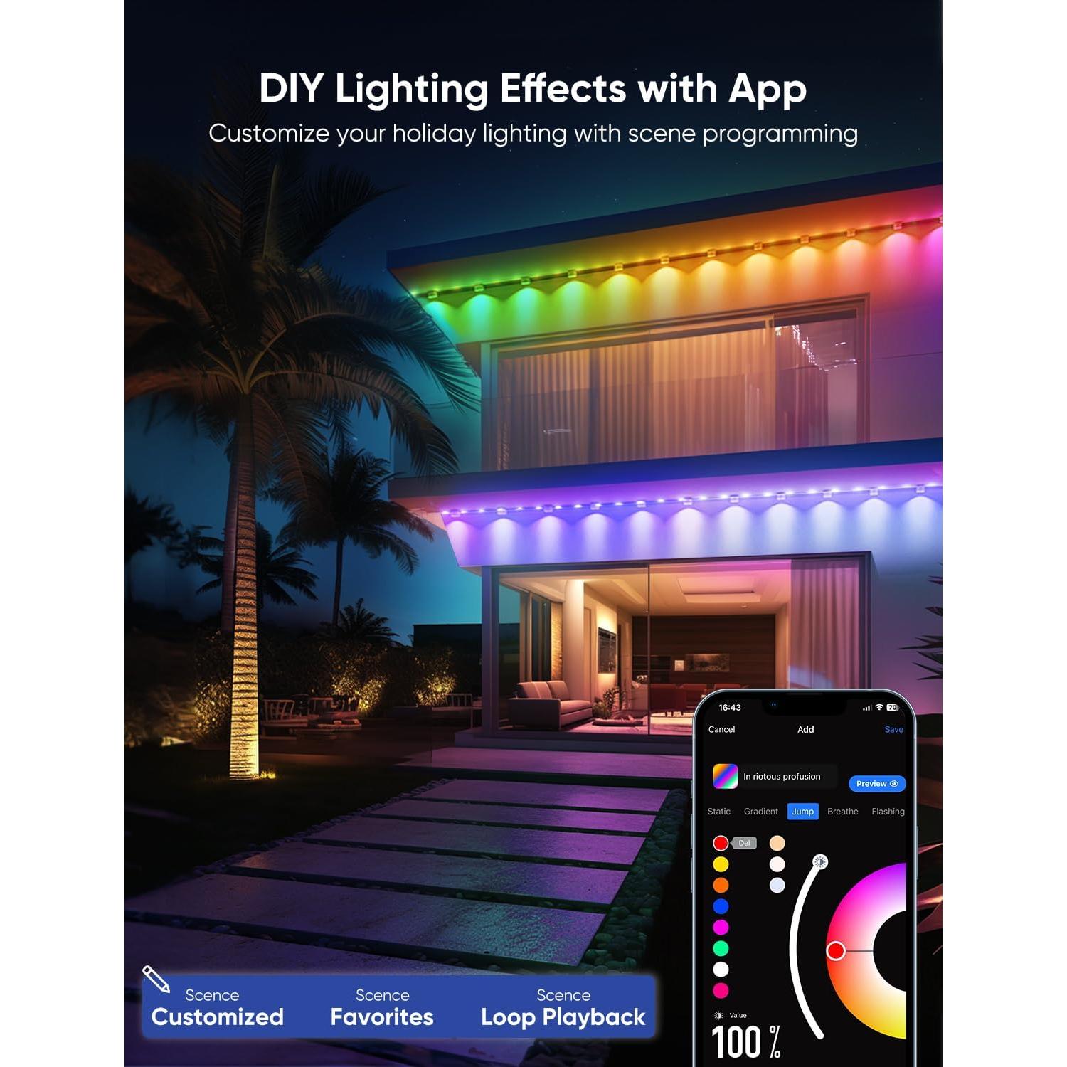 Cadena de Luces LED Inteligentes APPECK 61m IP67 RGBW