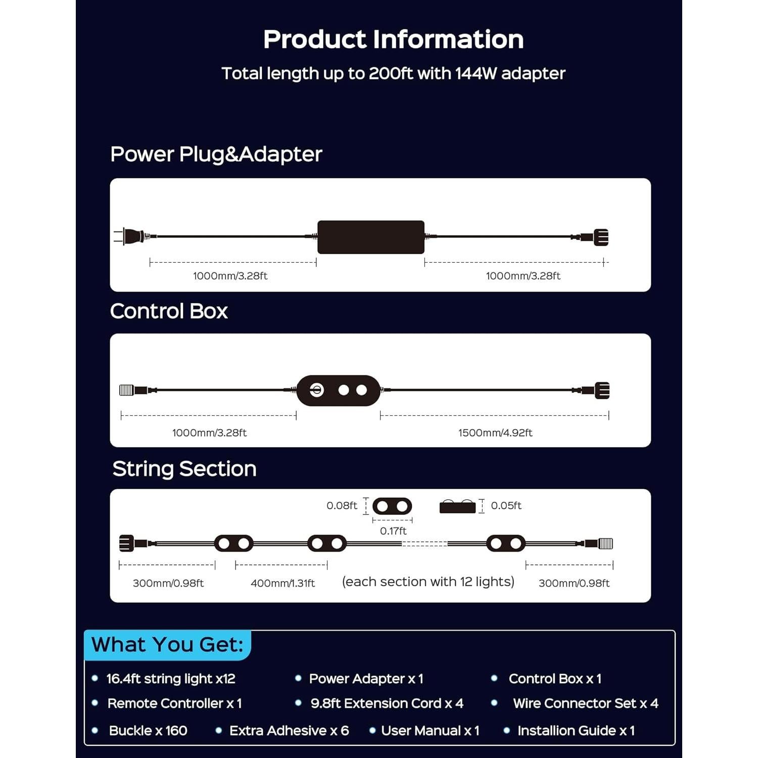 Cadena de Luces LED Inteligentes APPECK 61m IP67 RGBW