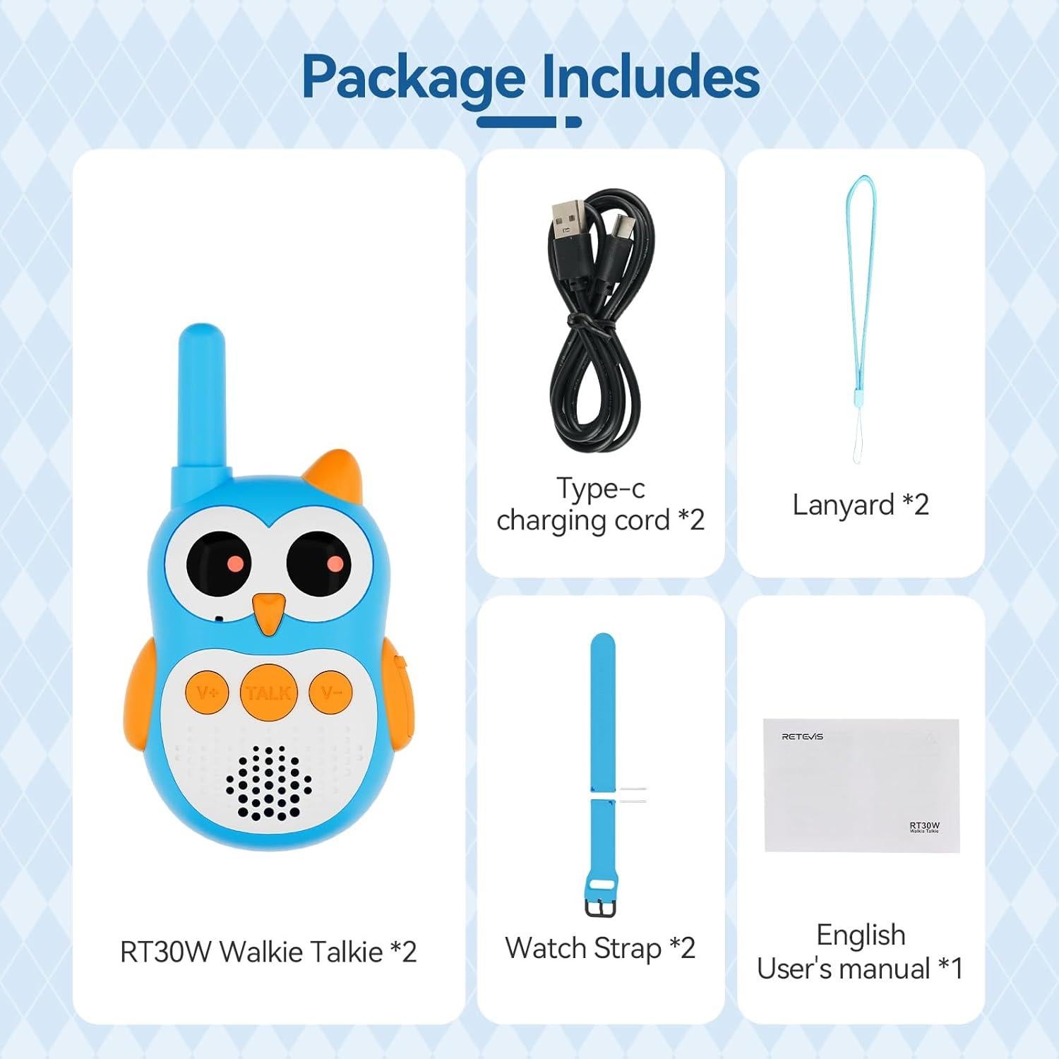 Walkie Talkies Retevis RT30W para Niños Recargables 600m