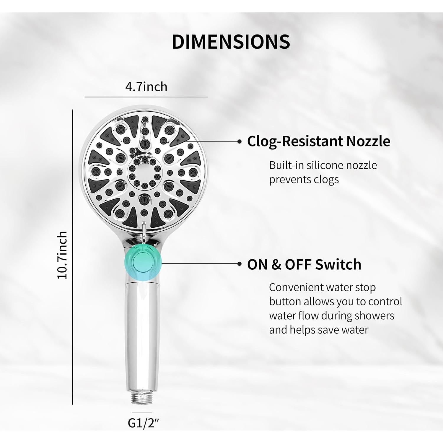 Cabezal de Ducha Filtrado HYLER 8 Modos 1.8 GPM Negro Mate