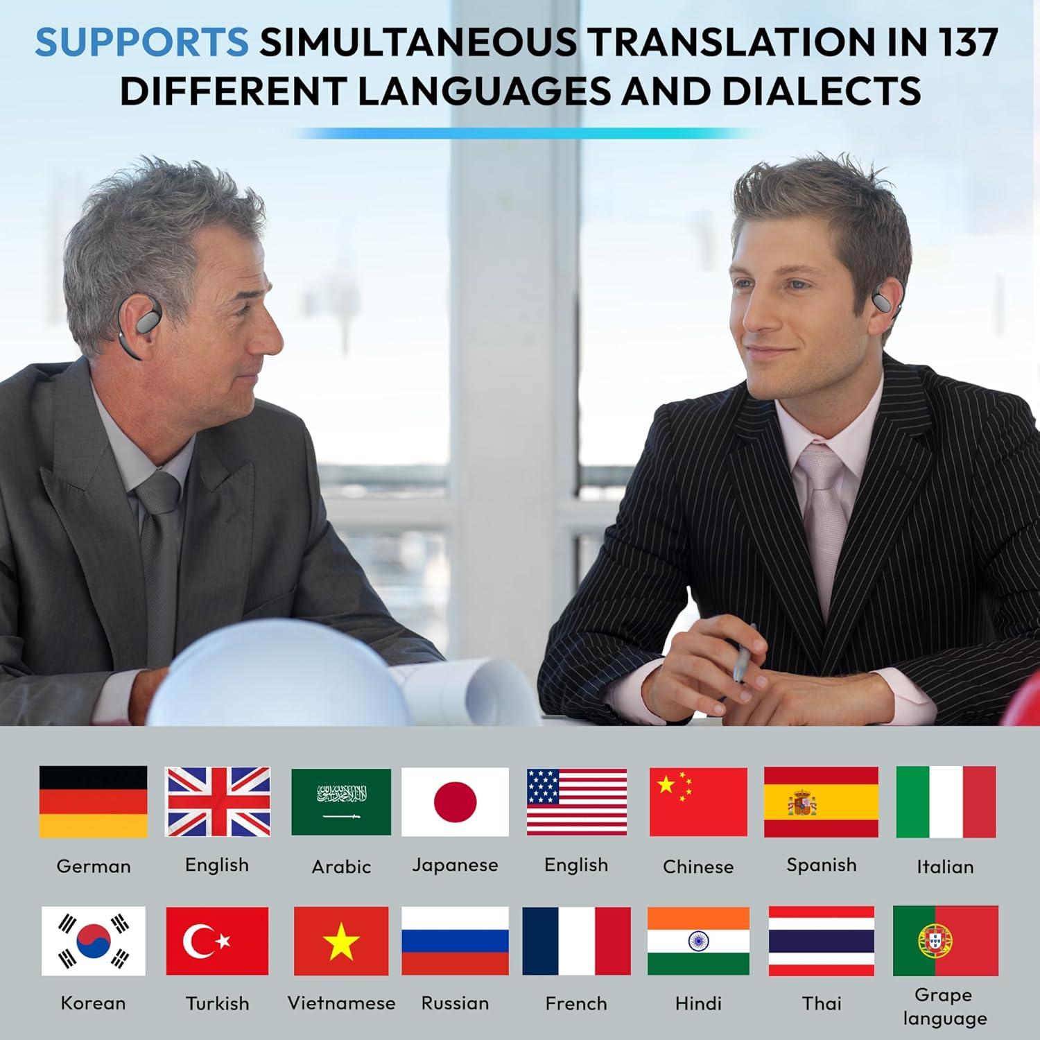 Auriculares Traductores AI Taslo - 137 Idiomas - Bluetooth 5.4