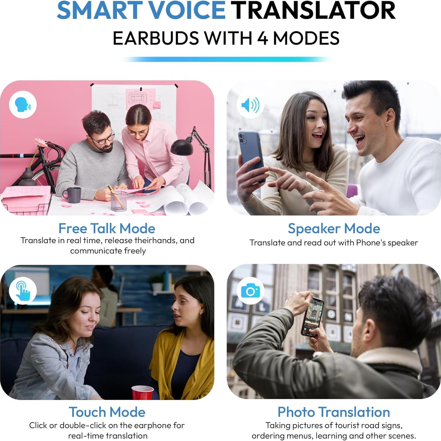 Auriculares Traductores AI Taslo - 137 Idiomas - Bluetooth 5.4