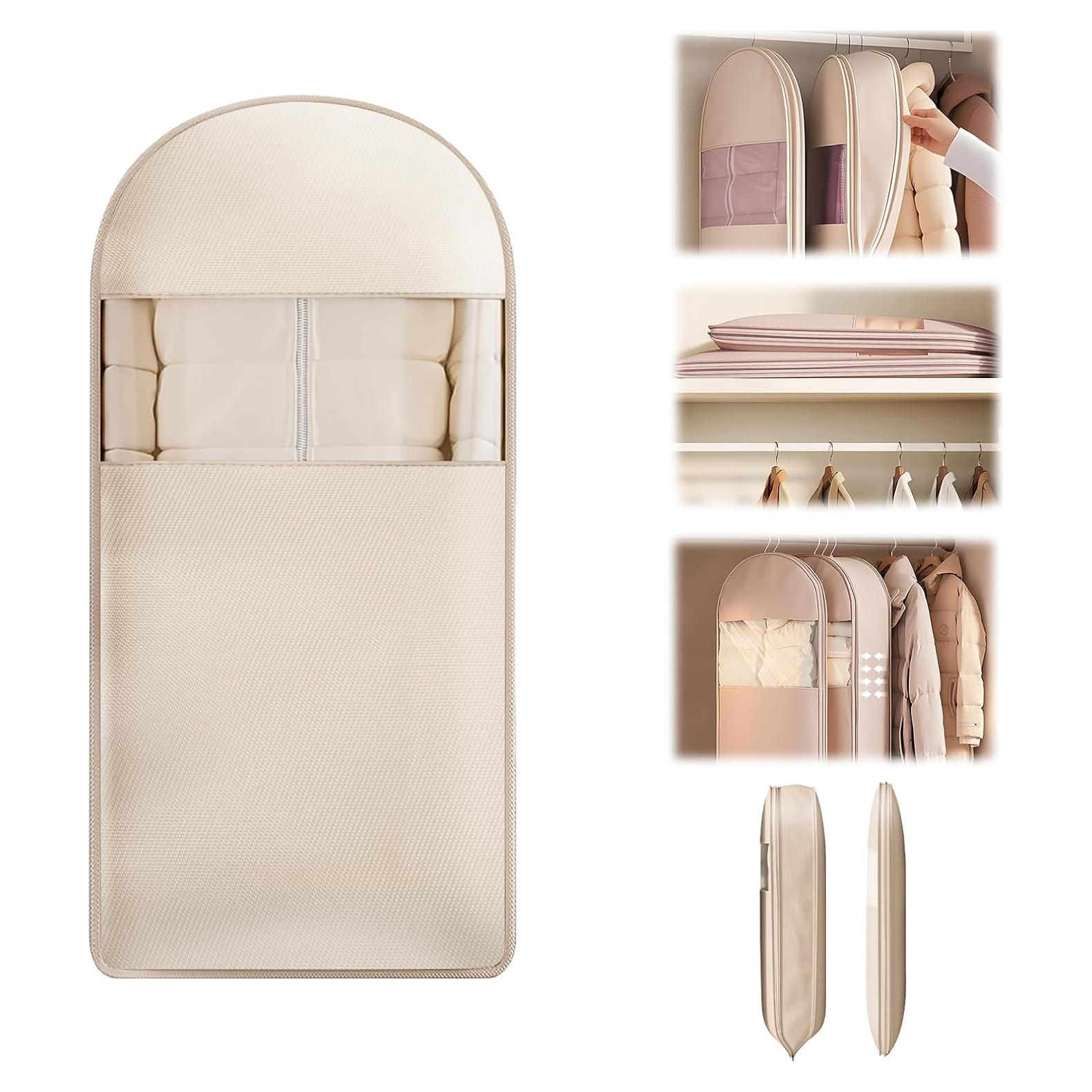 Bolsa Colgante de Ropa FIYADWZH Beige con Compresión Automática