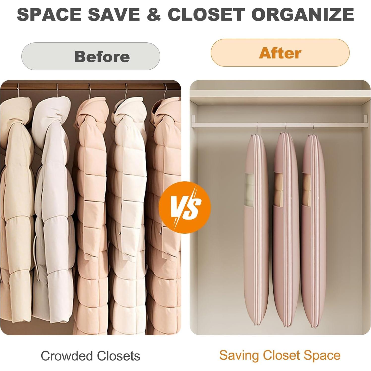 Bolsa Colgante de Ropa FIYADWZH Beige con Compresión Automática