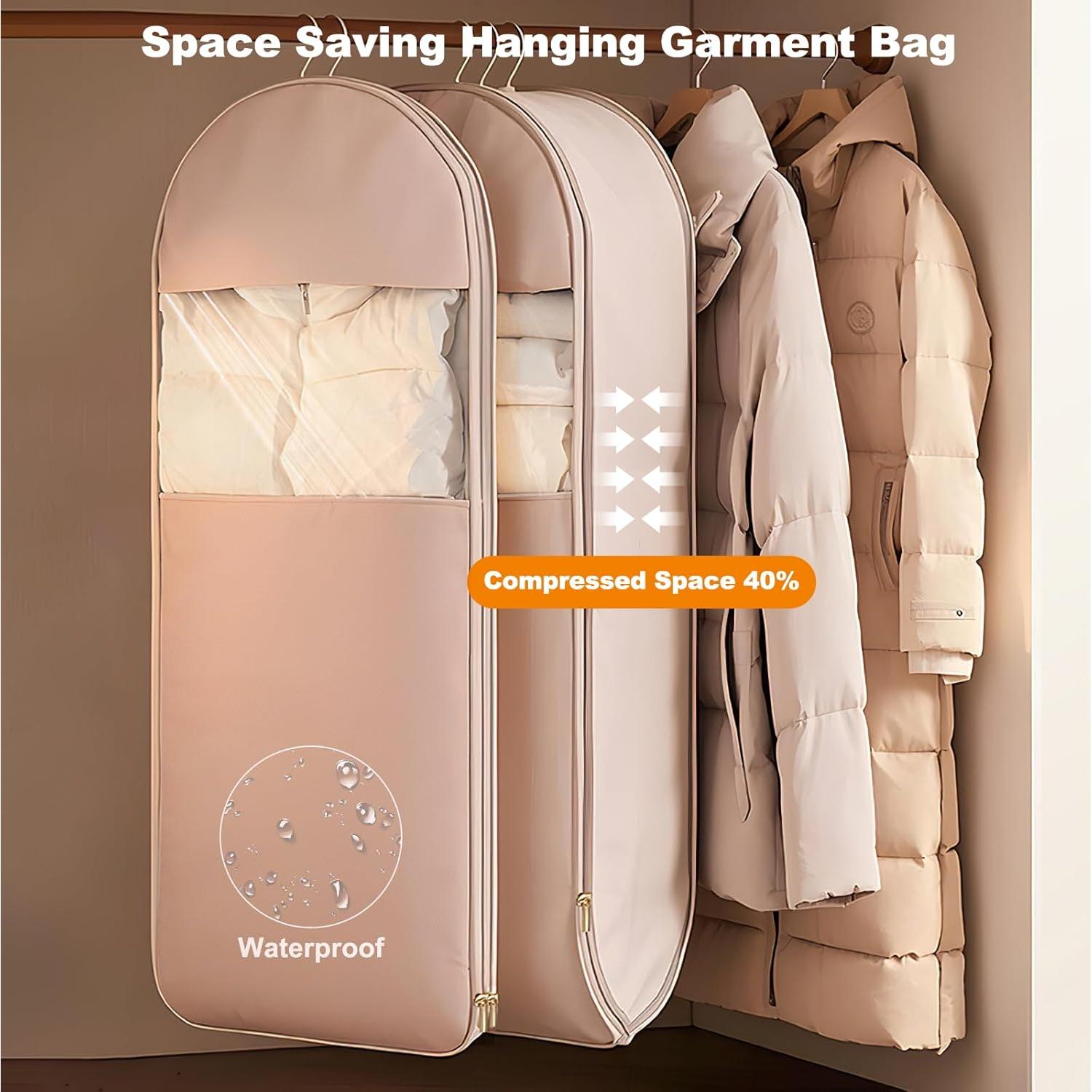 Bolsa Colgante de Ropa FIYADWZH Beige con Compresión Automática