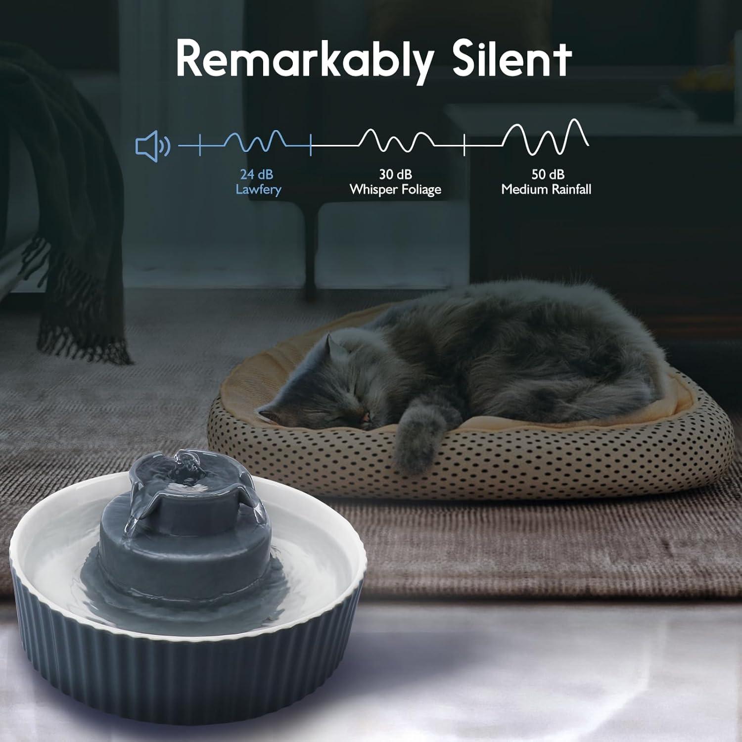 Fuente de Agua para Gatos Cerámica Lawfery 2.1L con Filtros