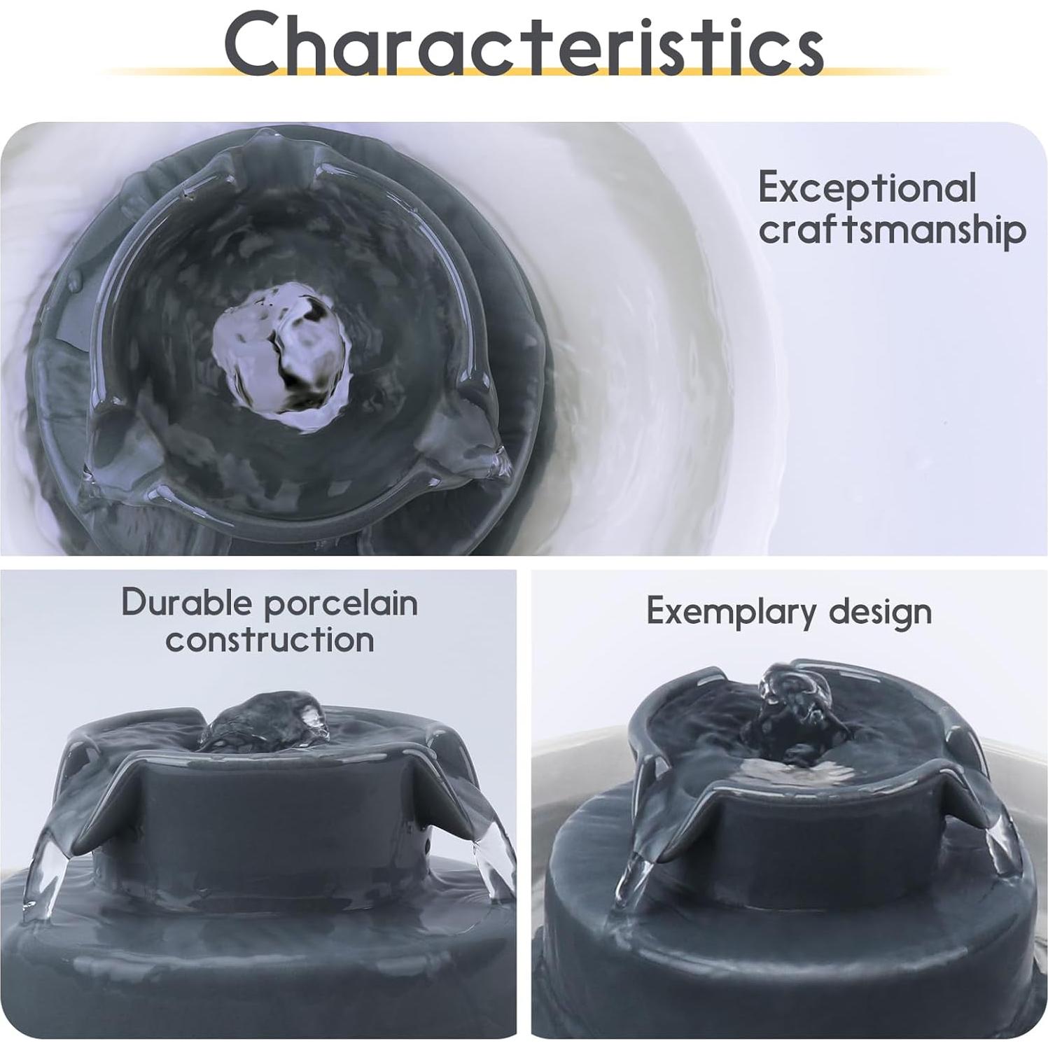 Fuente de Agua para Gatos Cerámica Lawfery 2.1L con Filtros