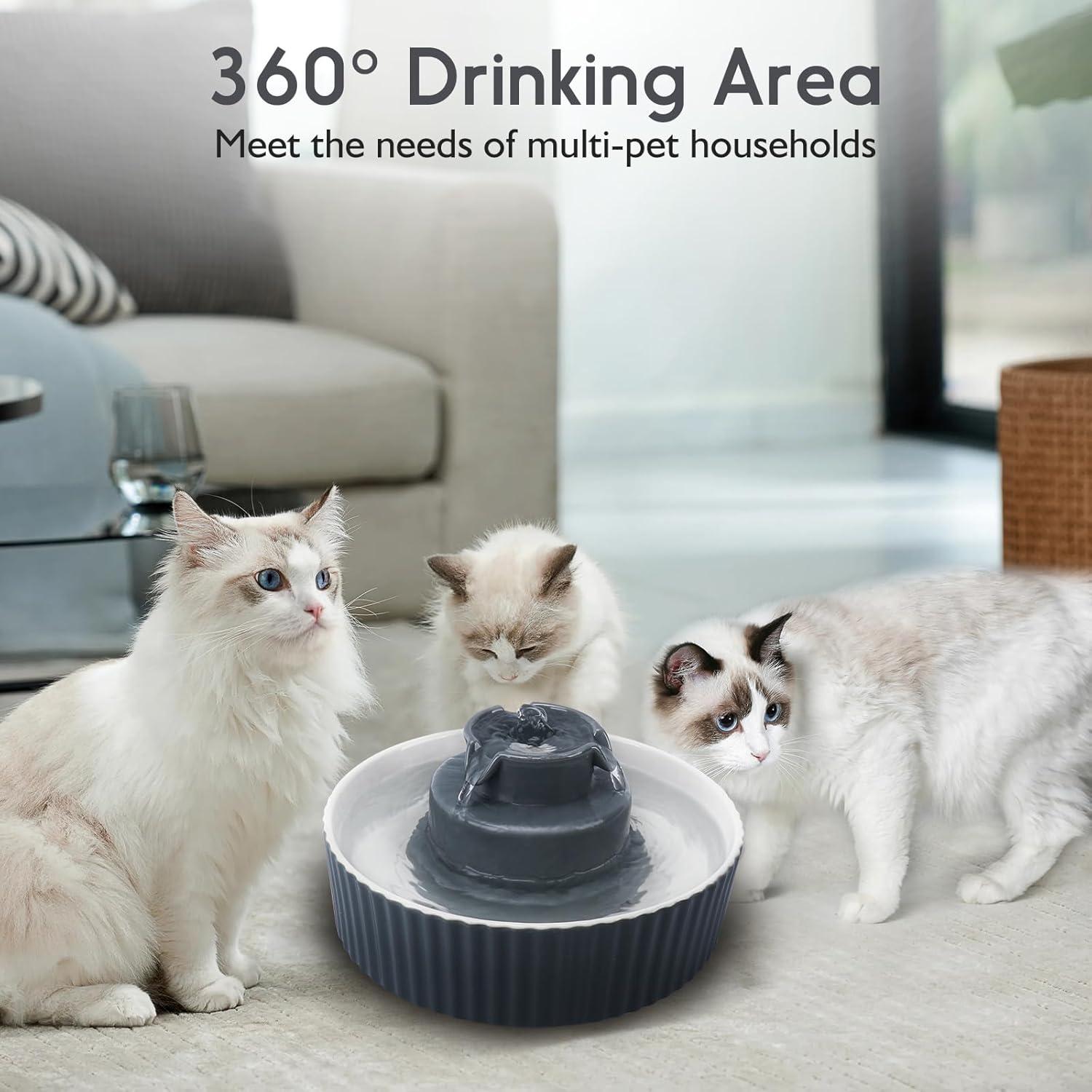 Fuente de Agua para Gatos Cerámica Lawfery 2.1L con Filtros