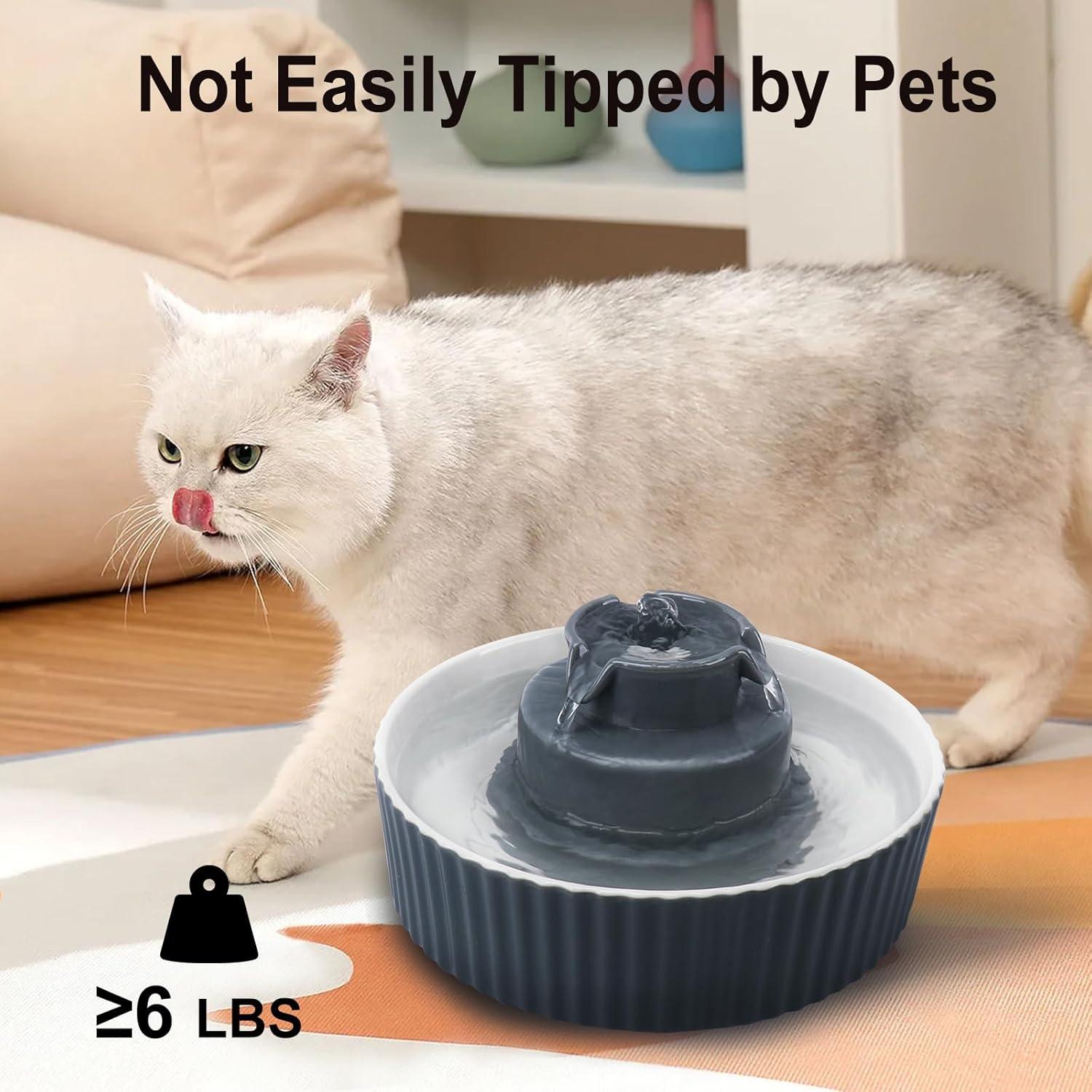 Fuente de Agua para Gatos Cerámica Lawfery 2.1L con Filtros