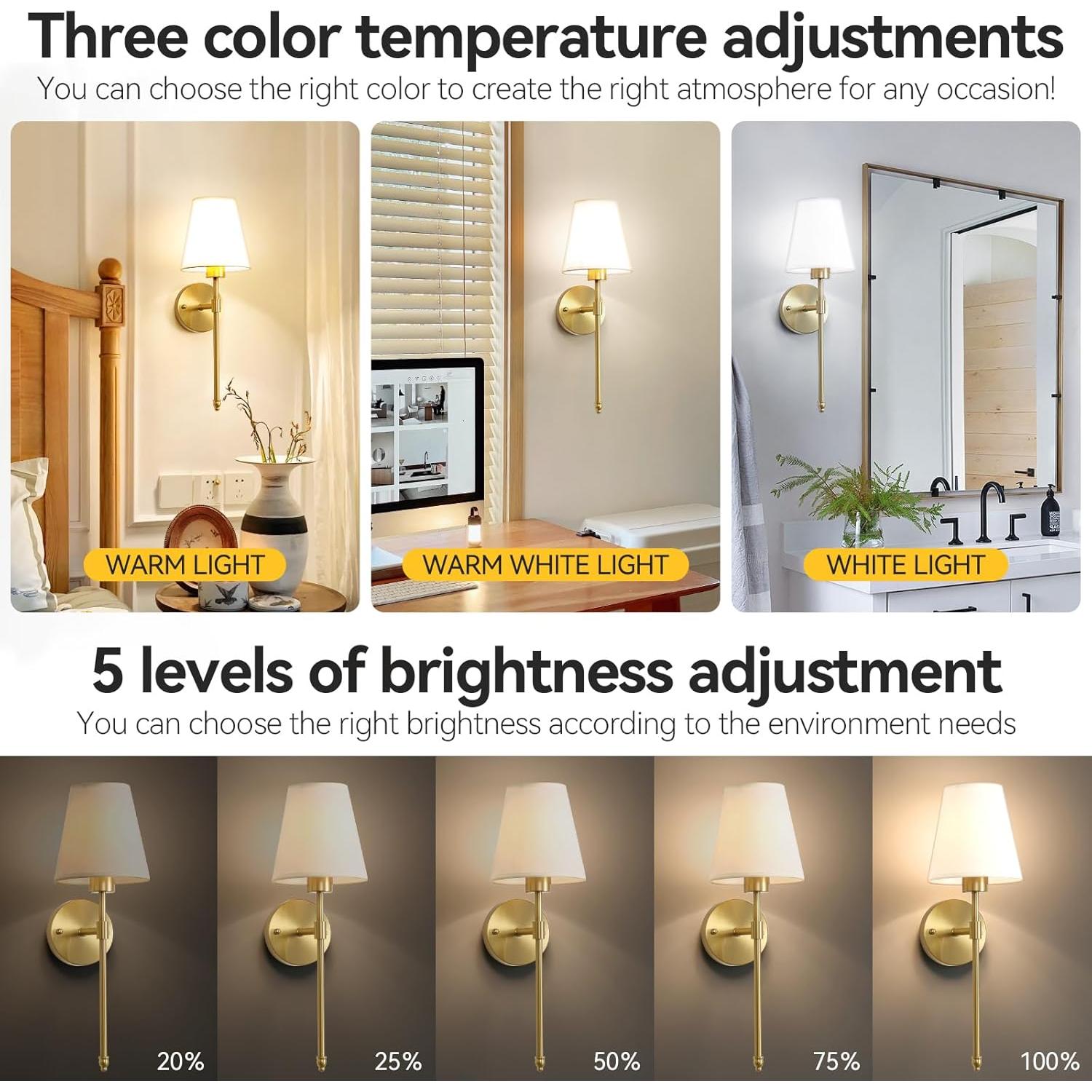 Juego de Apliques de Pared Inalámbricos HIFCTRN 2 Lámparas 10000 mAh