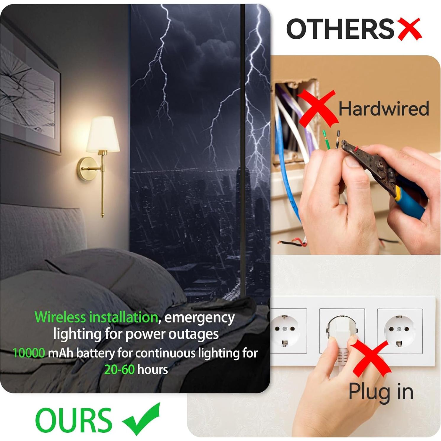 Juego de Apliques de Pared Inalámbricos HIFCTRN 2 Lámparas 10000 mAh