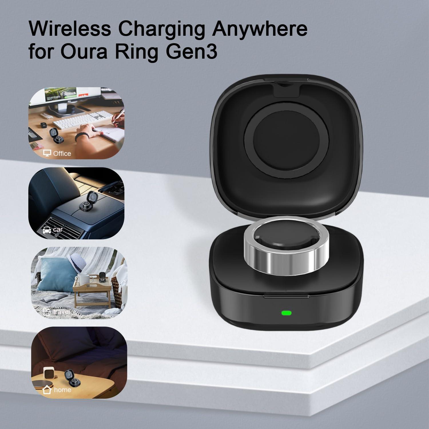 Estuche de Carga Inalámbrico VOVELF para Oura Ring Gen3 600mAh