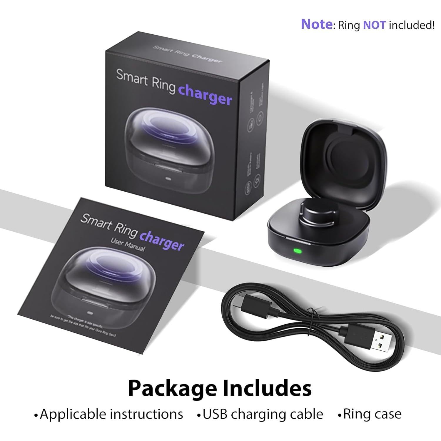 Estuche de Carga Inalámbrico VOVELF para Oura Ring Gen3 600mAh