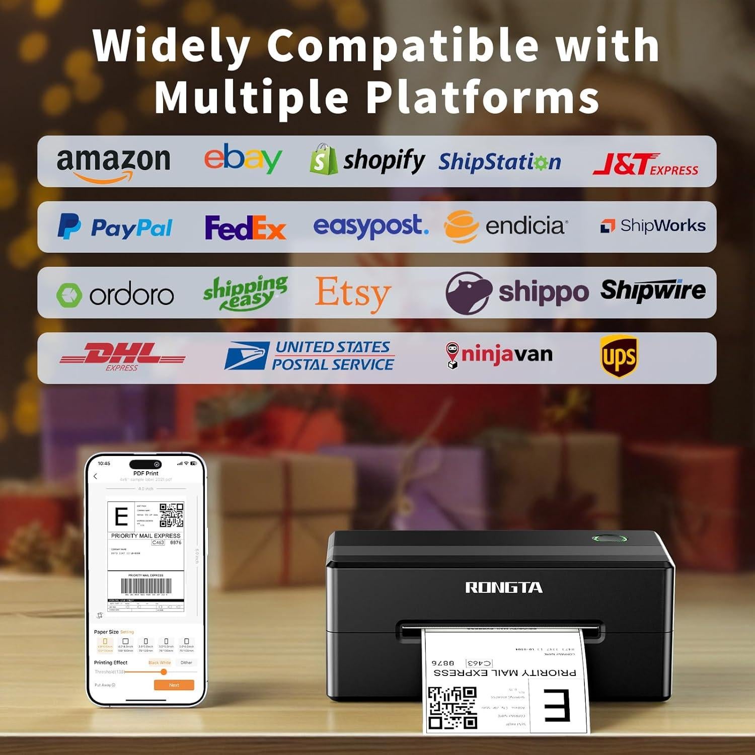 Impresora Térmica de Etiquetas Rongta 4x6 Inalámbrica Bluetooth