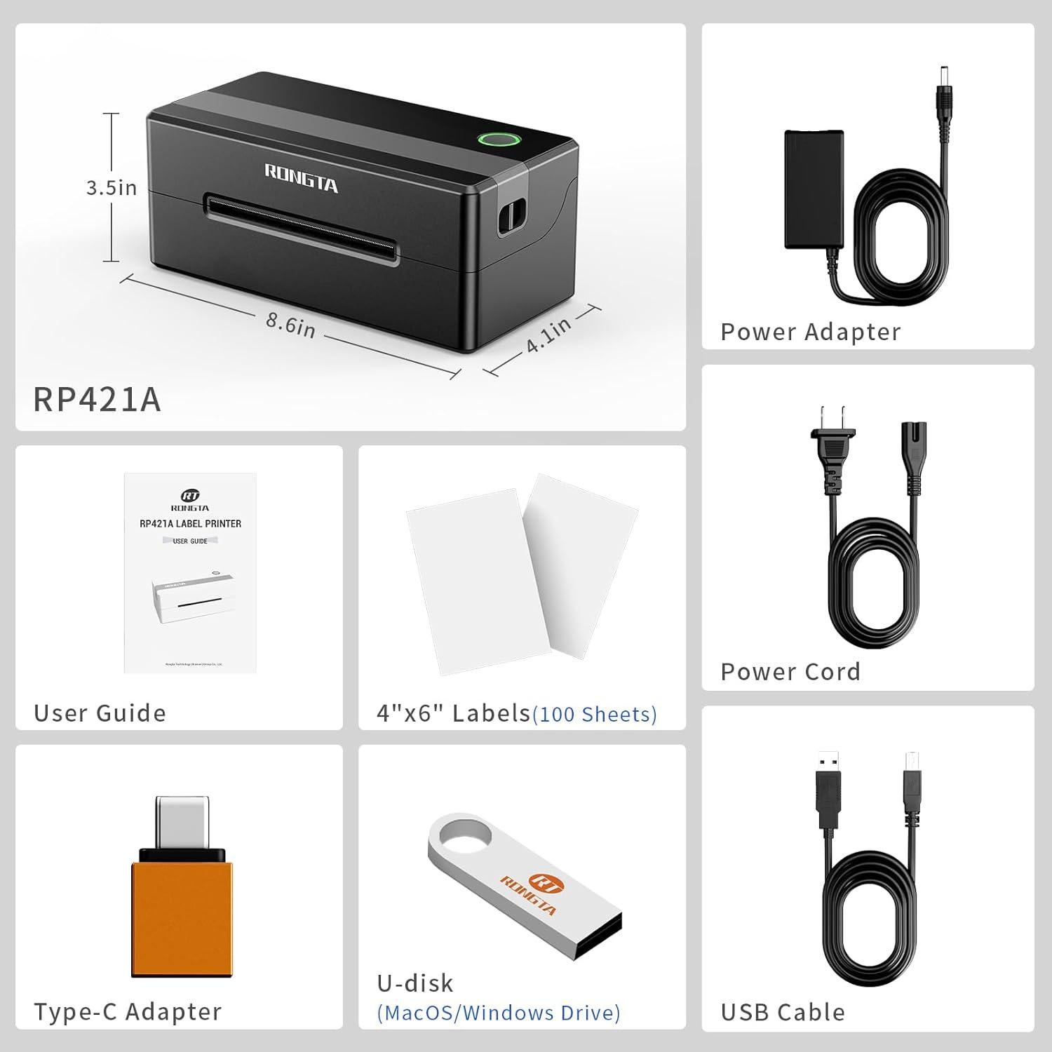 Impresora Térmica de Etiquetas Rongta 4x6 Inalámbrica Bluetooth