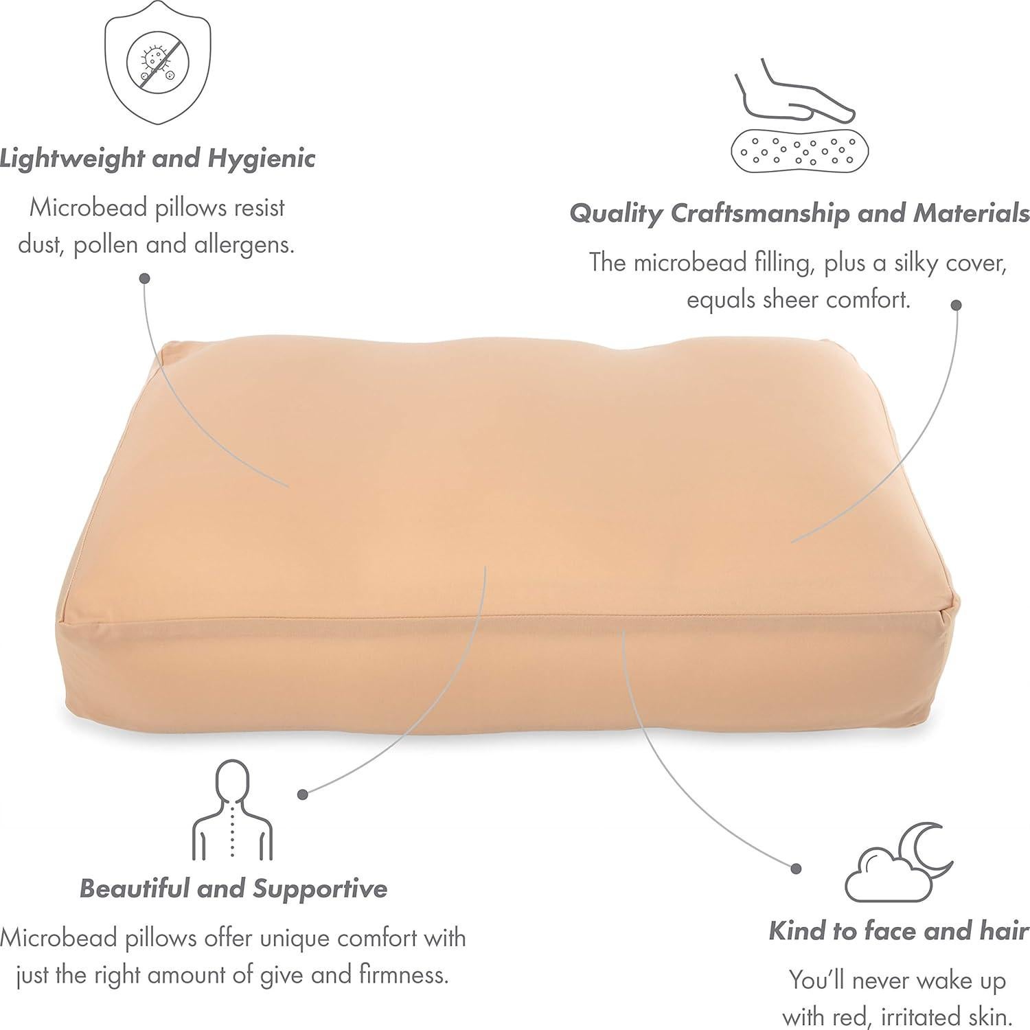 Almohada de Microperlas PILLOWY Grande Beige Claro Suave