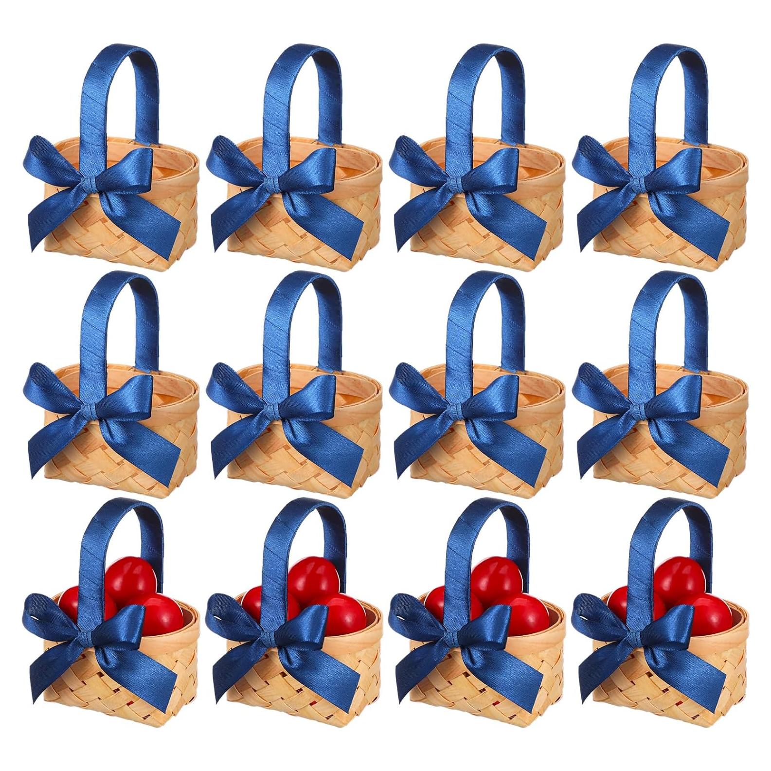 Cestas Mini Tejidas Geelin 12 Pcs Madera Azul Oscuro 11 cm