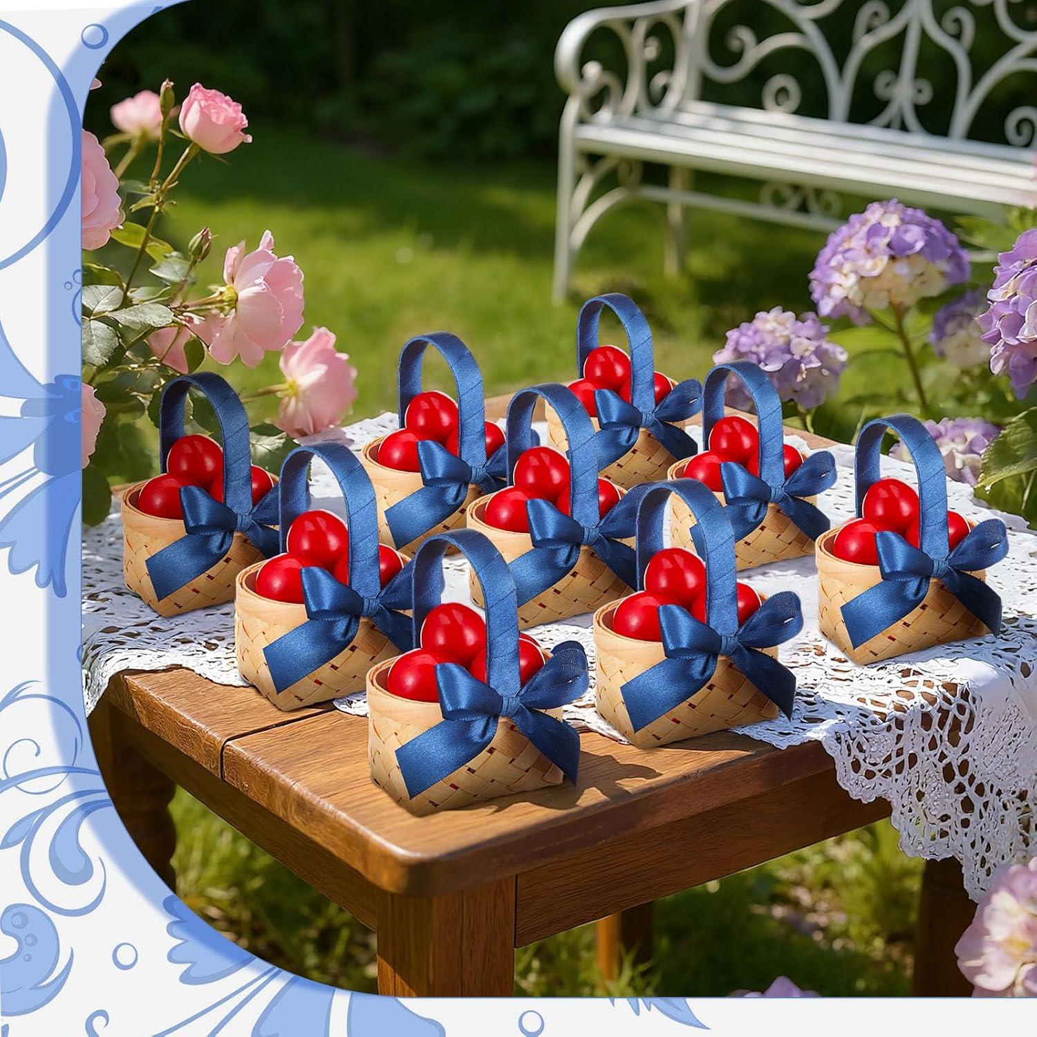 Cestas Mini Tejidas Geelin 12 Pcs Madera Azul Oscuro 11 cm