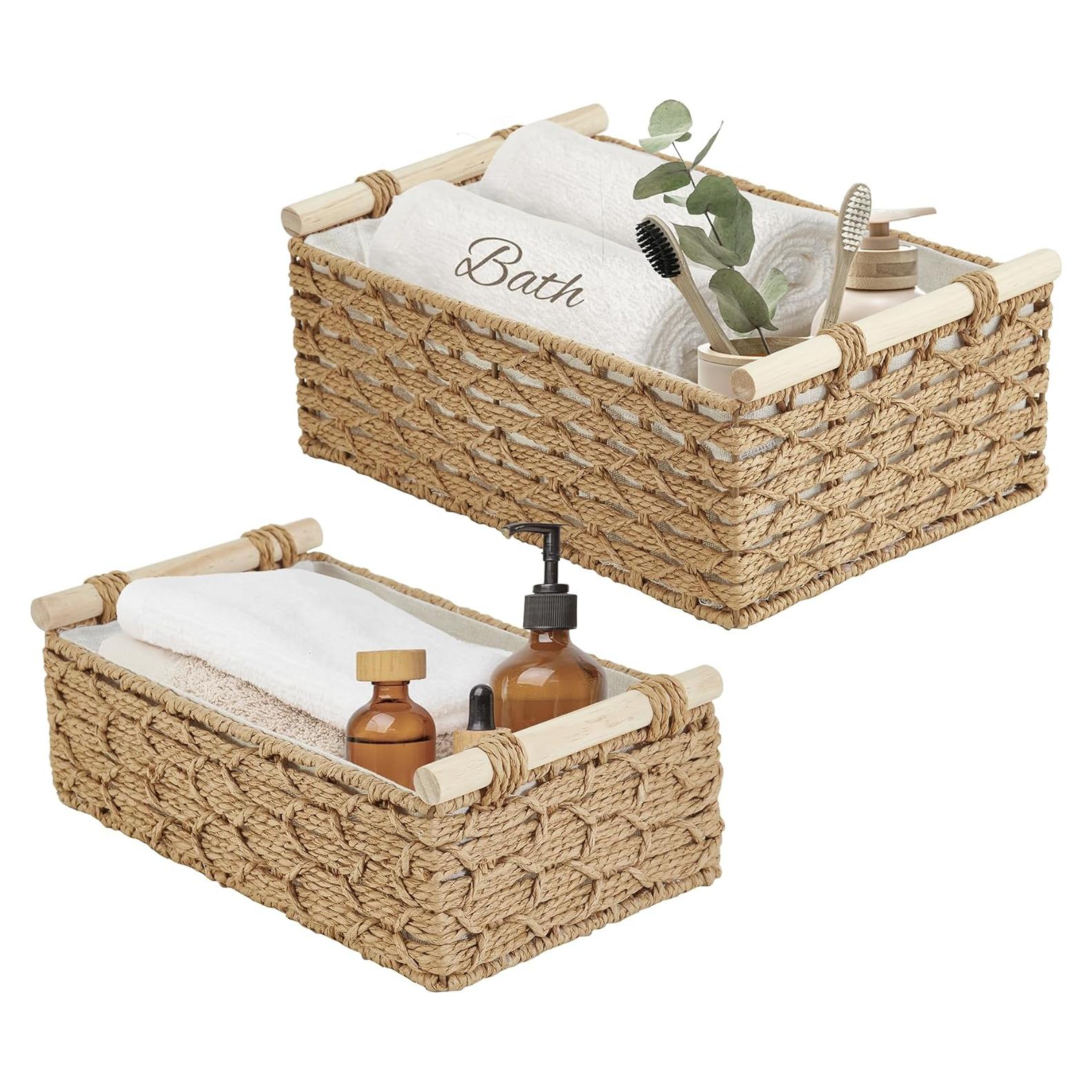 Cestas de Almacenamiento DECOMOMO Beige Juego de 2 37x25cm