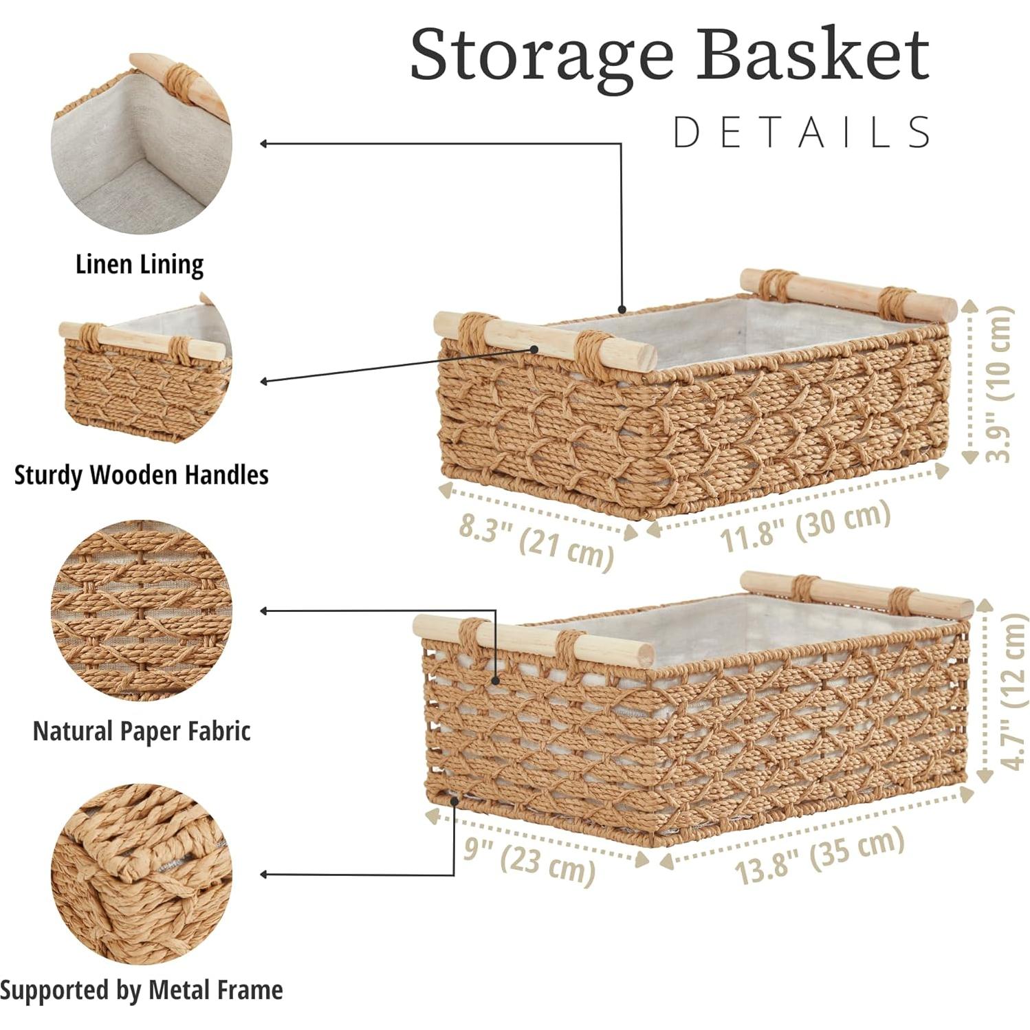 Cestas de Almacenamiento DECOMOMO Beige Juego de 2 37x25cm