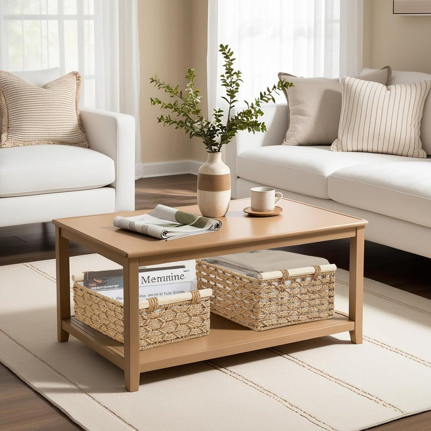 Cestas de Almacenamiento DECOMOMO Beige Juego de 2 37x25cm