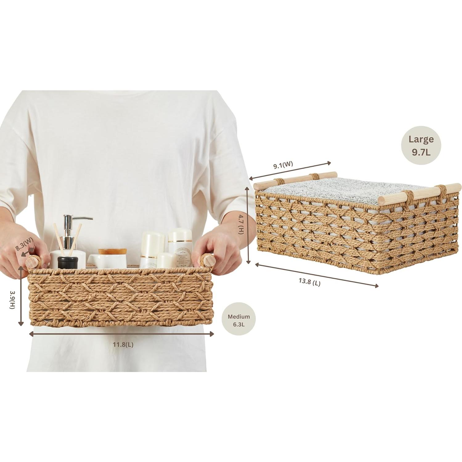 Cestas de Almacenamiento DECOMOMO Beige Juego de 2 37x25cm