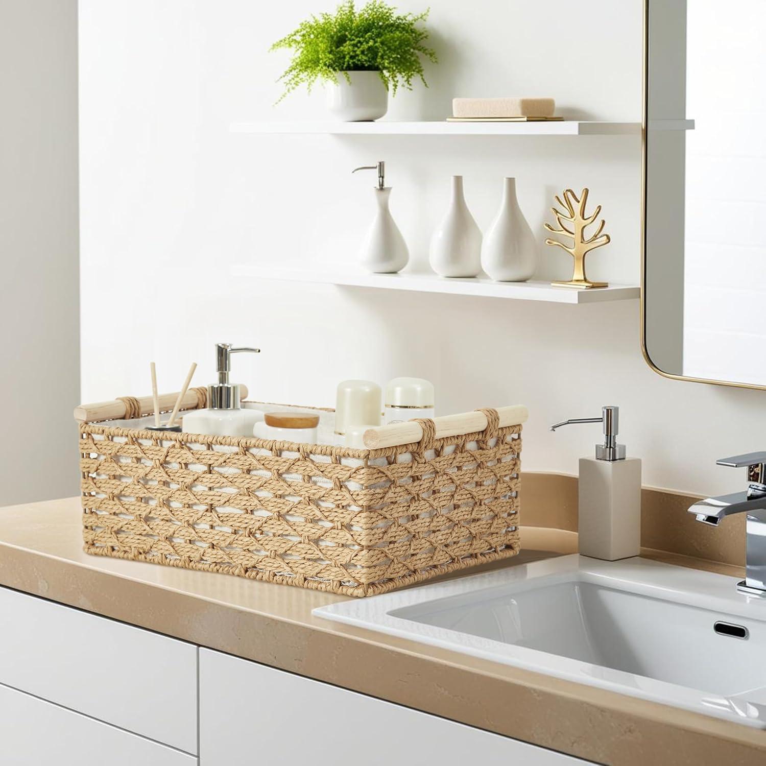 Cestas de Almacenamiento DECOMOMO Beige Juego de 2 37x25cm