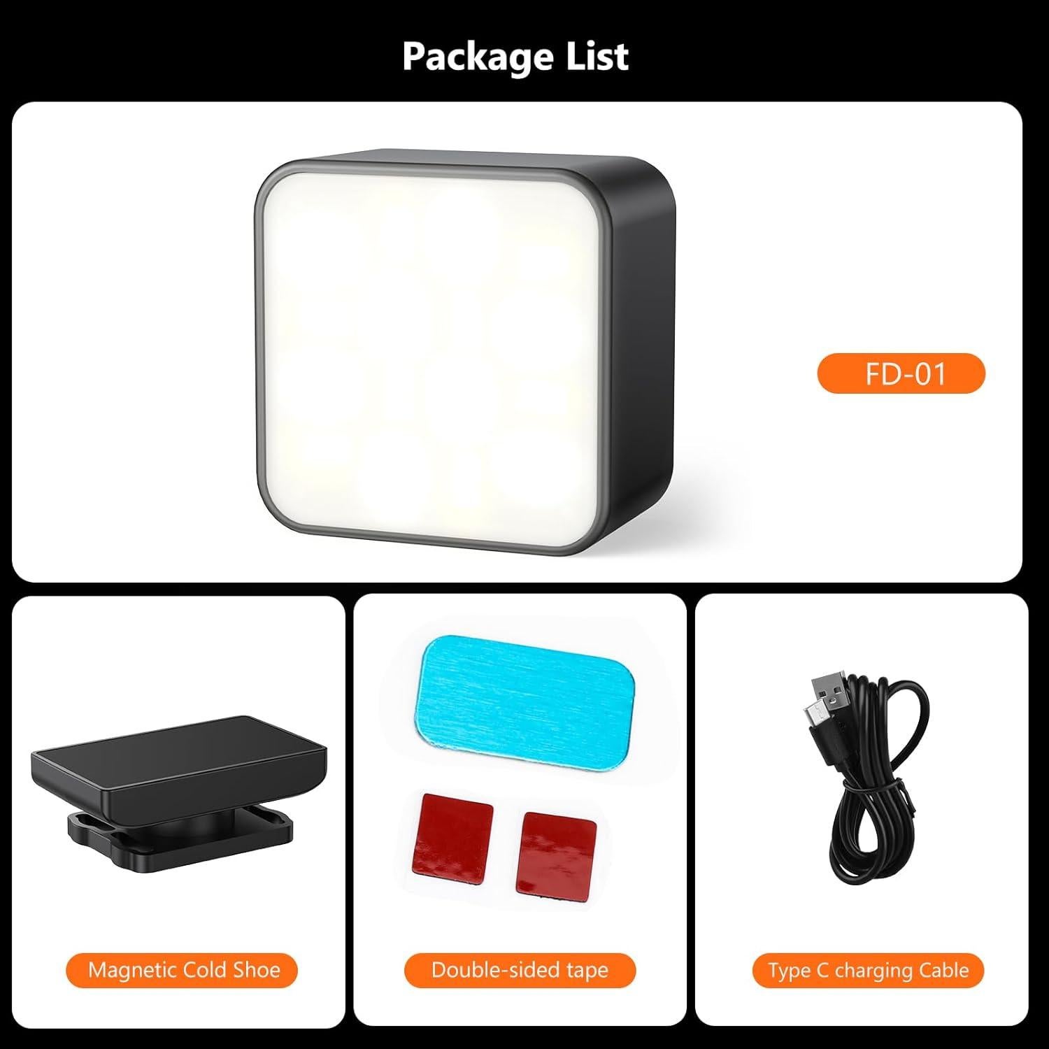 Mini Luz LED de Video VRIG para Vlogging - 3000K a 6000K