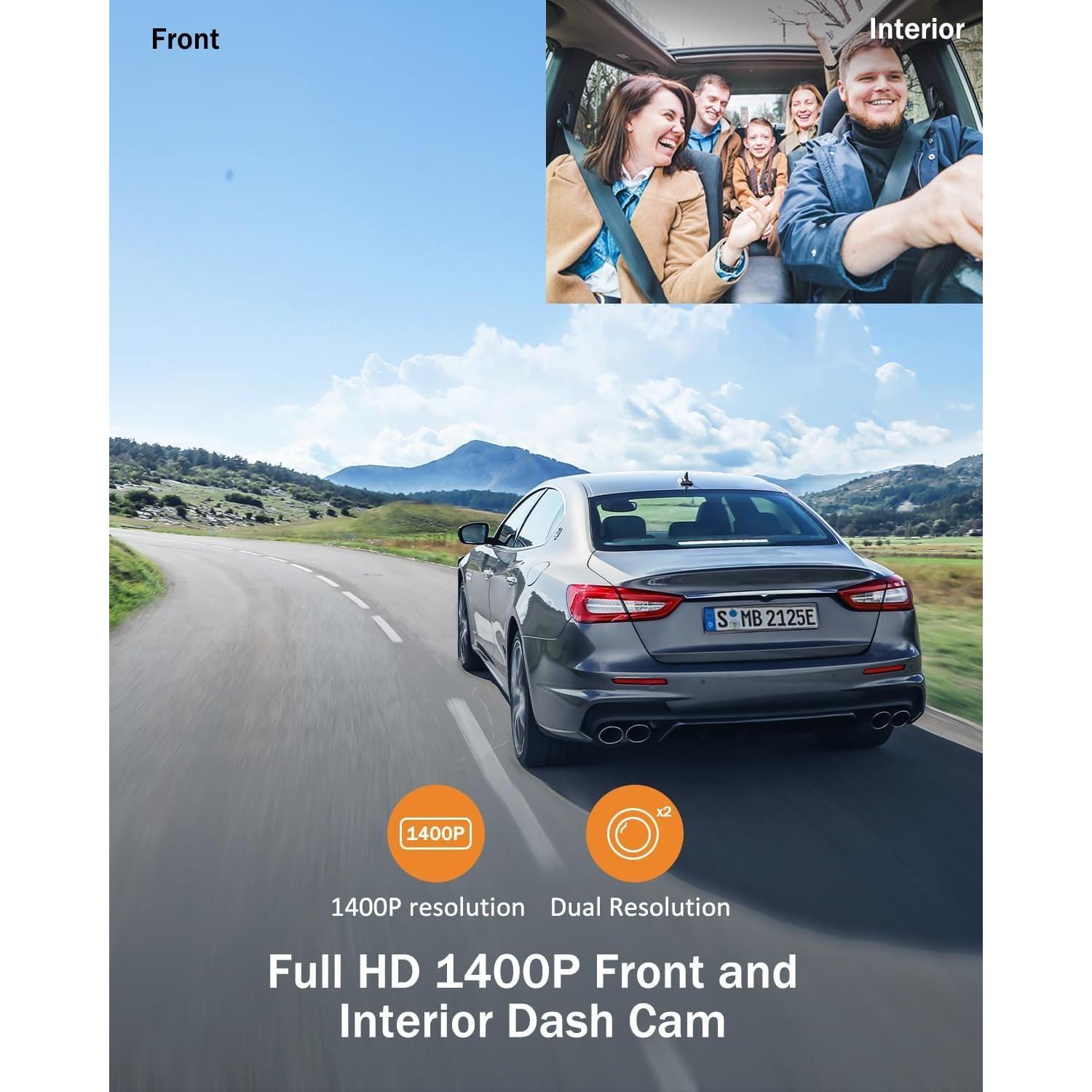 Cámara Dash Cam Dual 360° UOOYOO 2K+1080P con SD 32GB