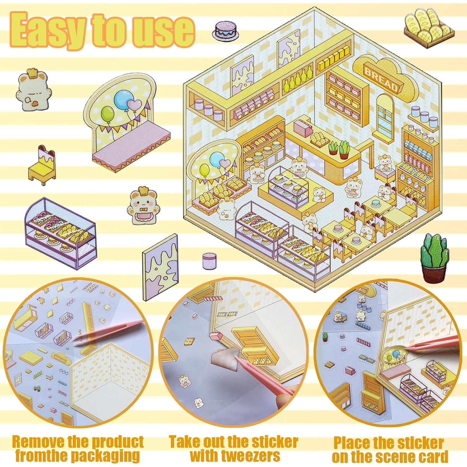 Pegatinas 3D DIY Zhzcncg - 4 Escenas Miniatura para Decorar