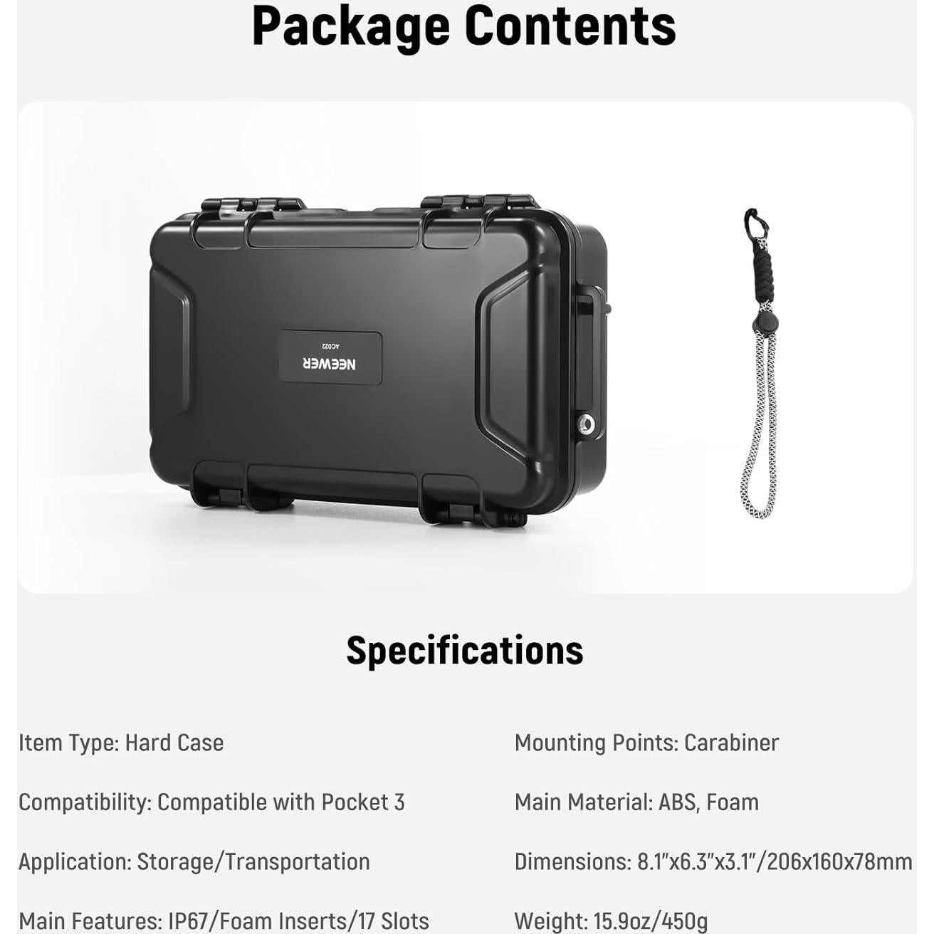 Funda Dura NEEWER para DJI Osmo Pocket 3, Impermeable IP67